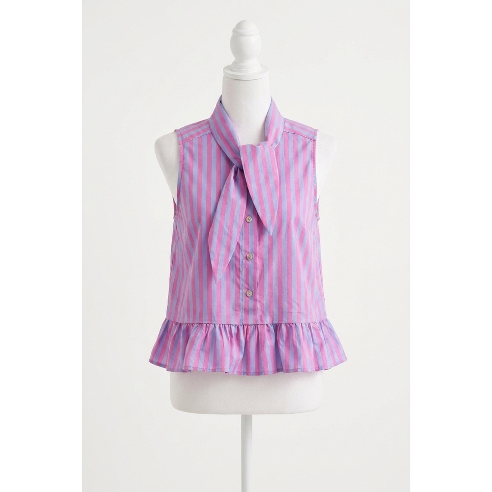 NEW ENTRO capri stripe top in blue/pink